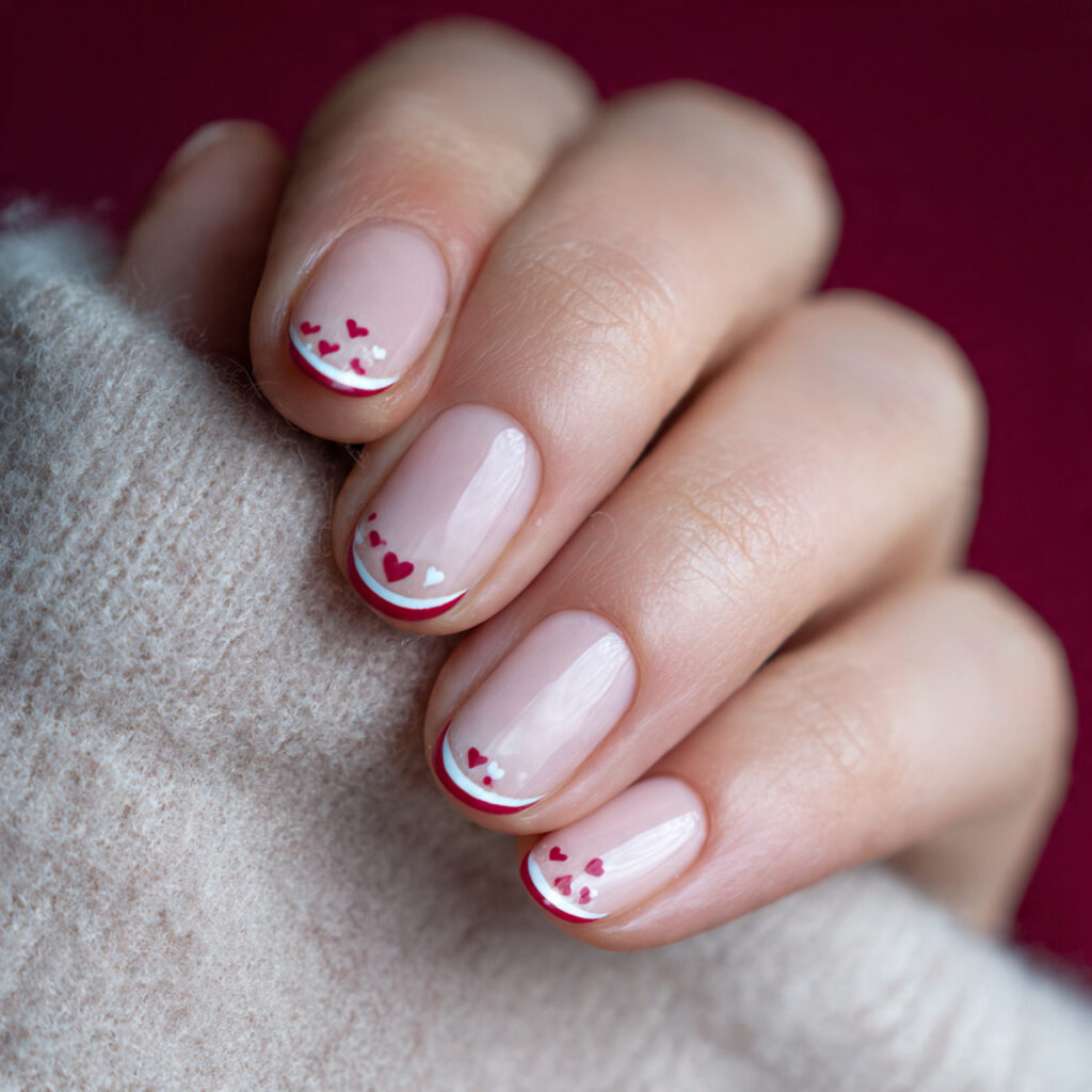 subtle heart corner nails place tiny hearts