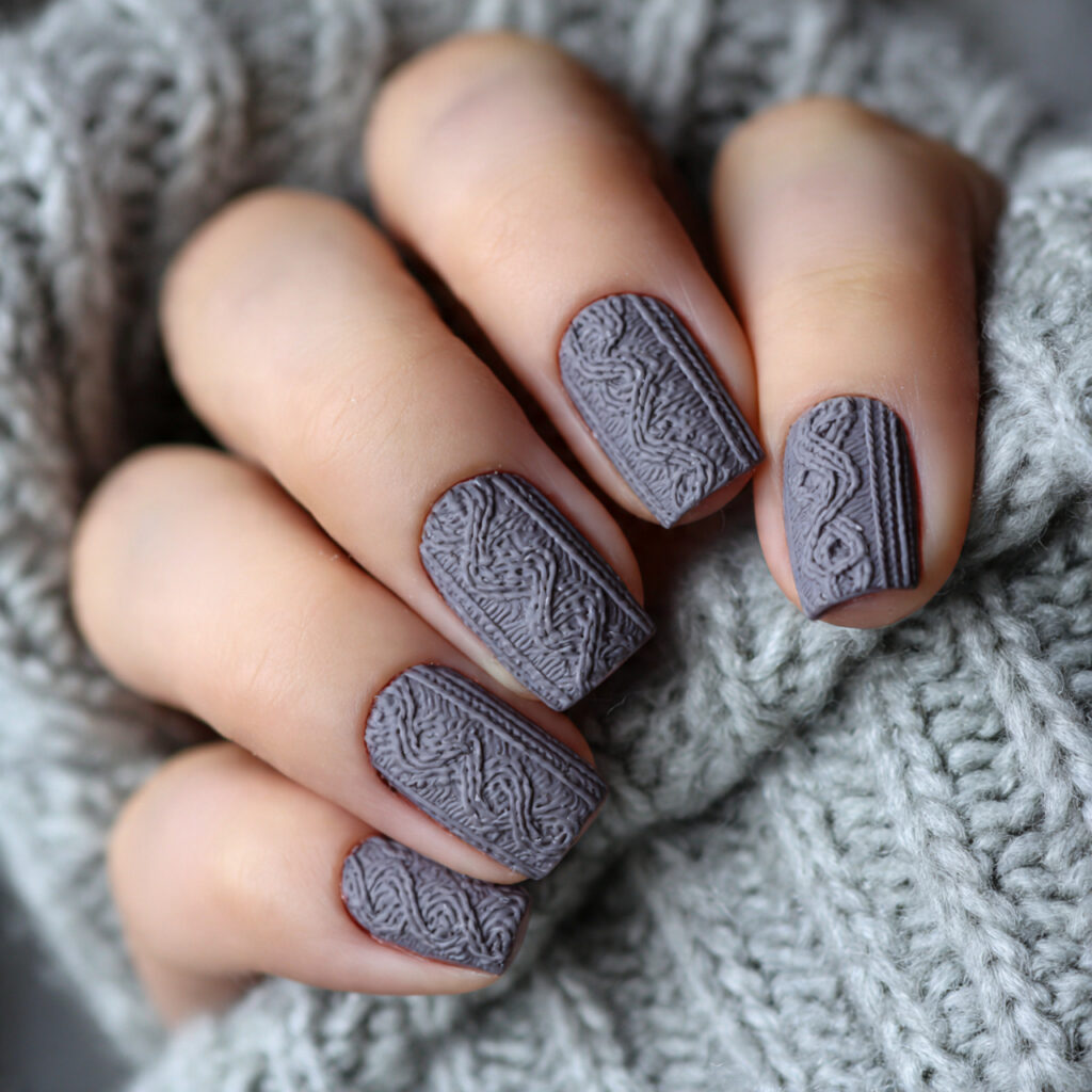 sweater textured grey january nails feel warm