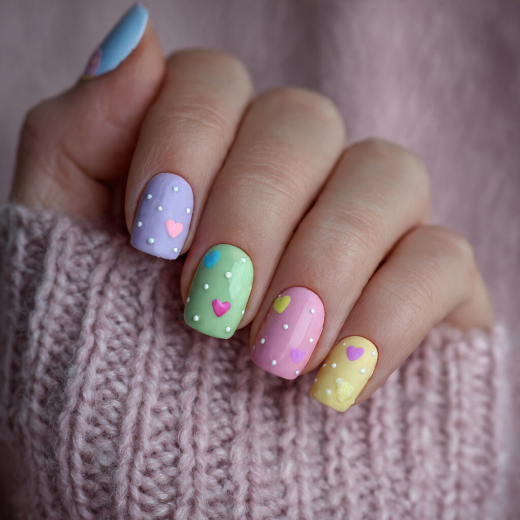 sweet candy valentine nails use soft pastel