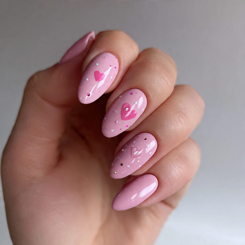 sweet pink valentine nails focus on soft