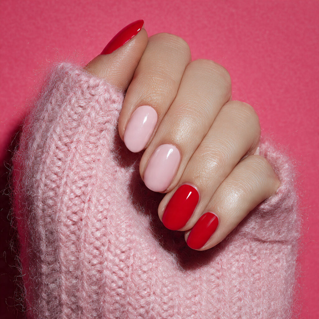 25 February Nails Feminine Ideas That Look Soft and Stylish 16 sweetheart red accent nails combine mostly soft