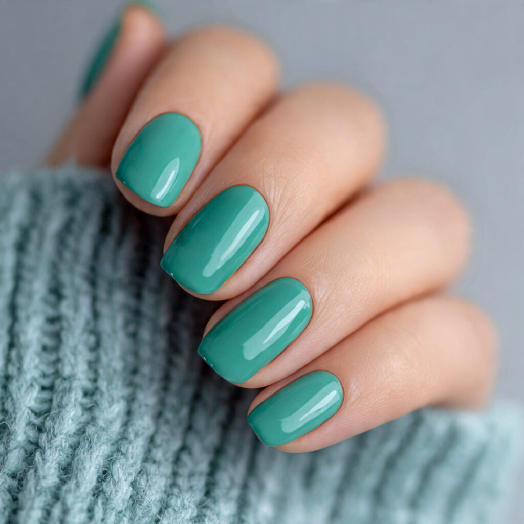 teal green nails blend blue and green