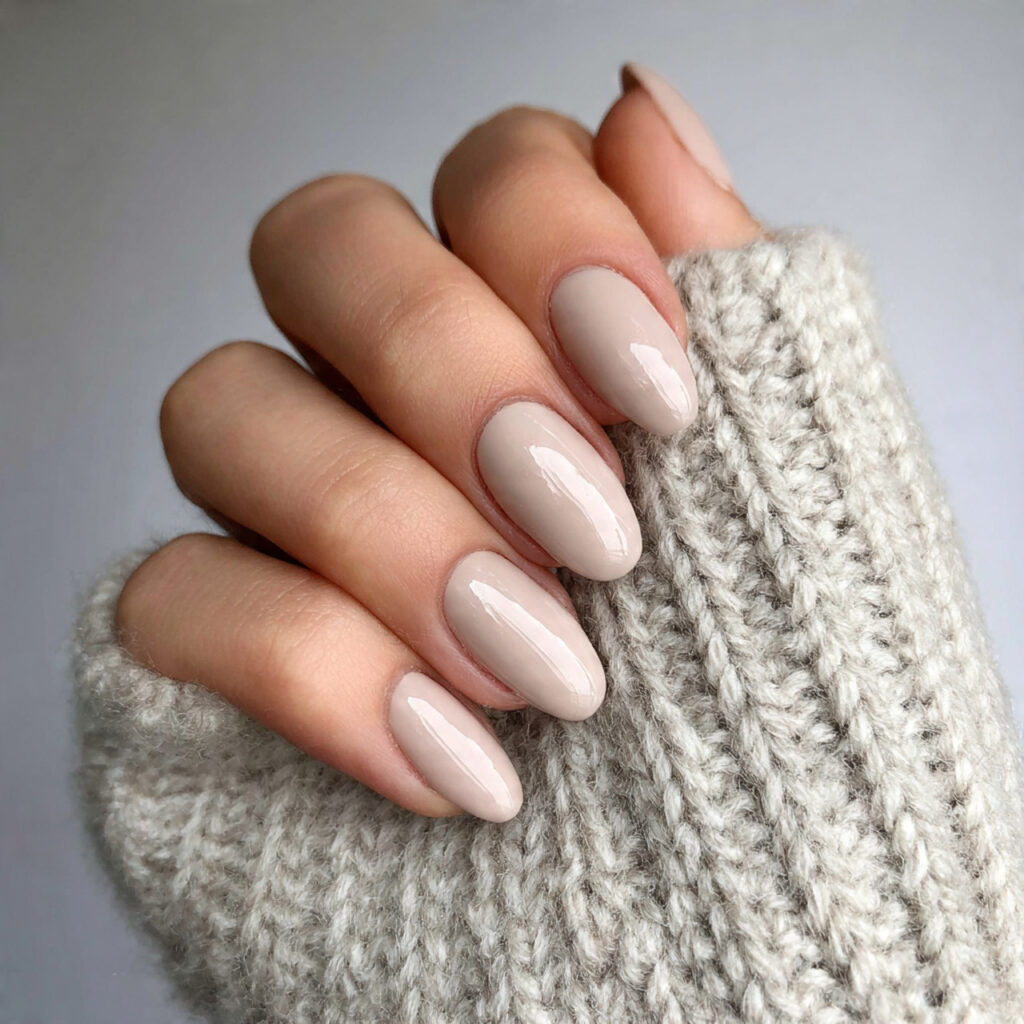timeless beige january nails highlight simplicity and