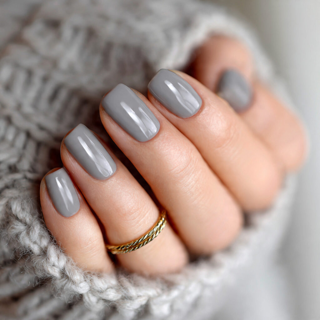 timeless grey january nails highlight simplicity and