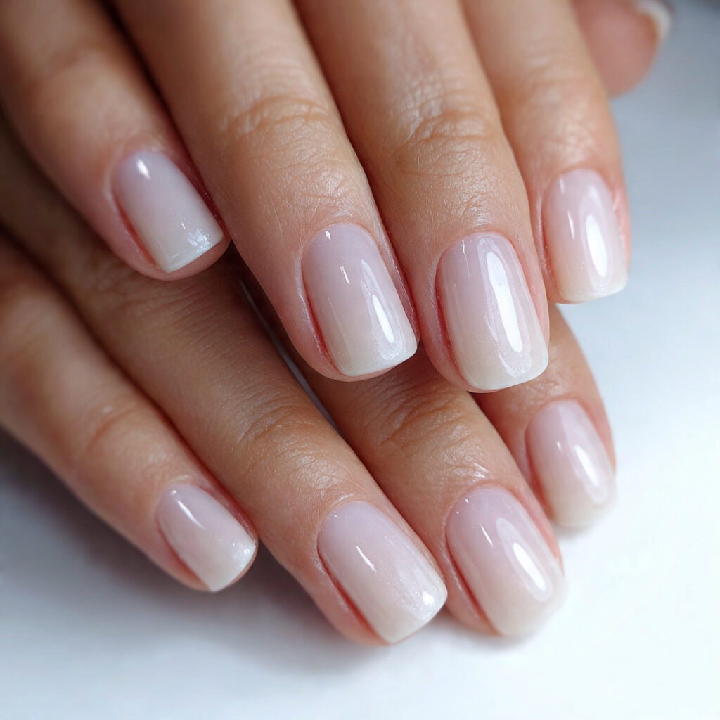 transparent gloss nails on short nails creating