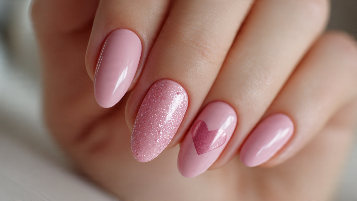 27 Valentine Nails Almond Pink Ideas That Feel Soft and Romantic 9 Valentine Nails Almond Pink