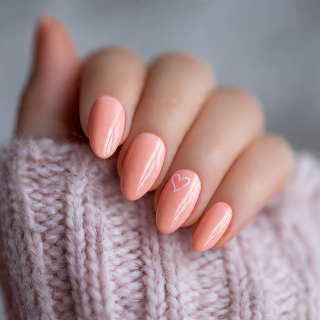 valentine nails almond simple in a soft