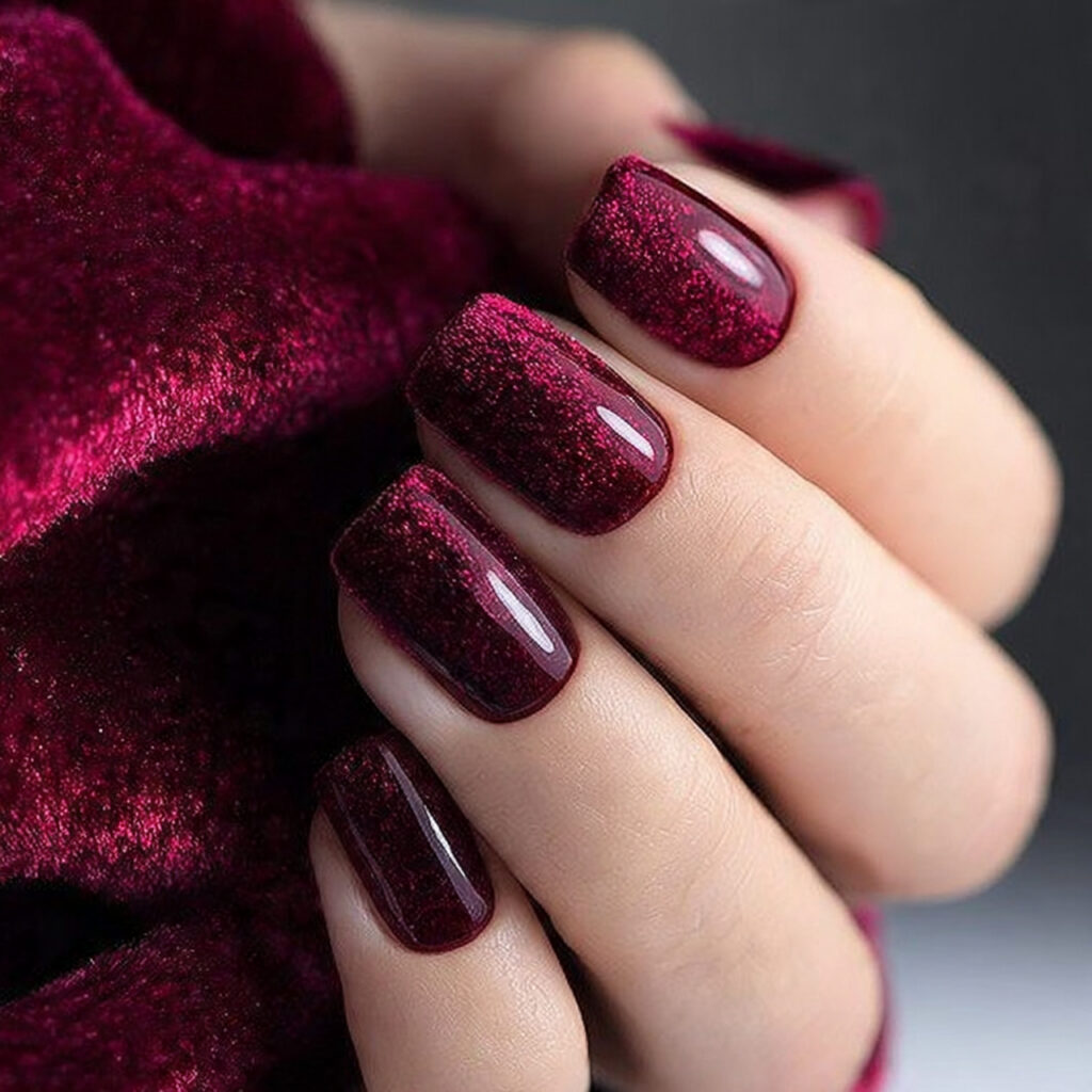 velvet effect nails are becoming one of