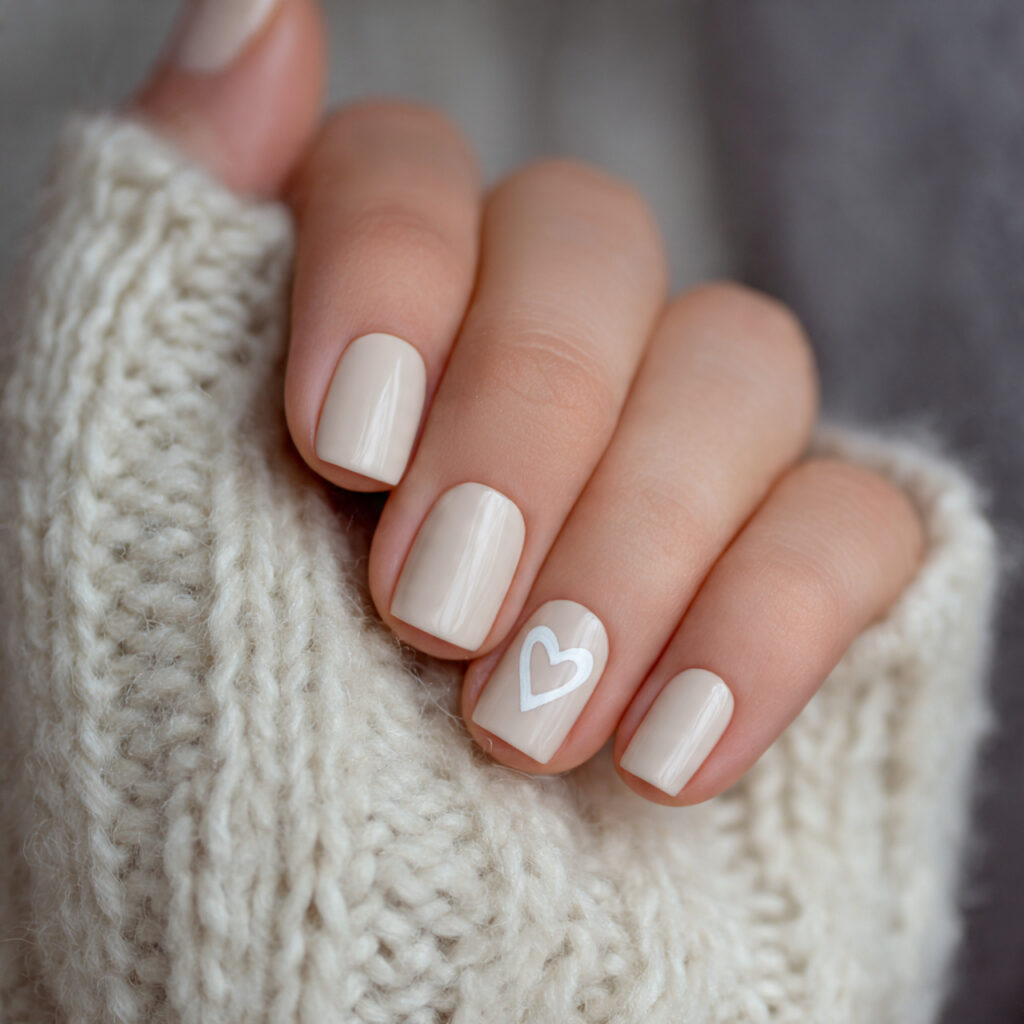 26 Neutral Valentine Nails for Short and Cozy Styles 22 warm ivory nails offer a soft alternative