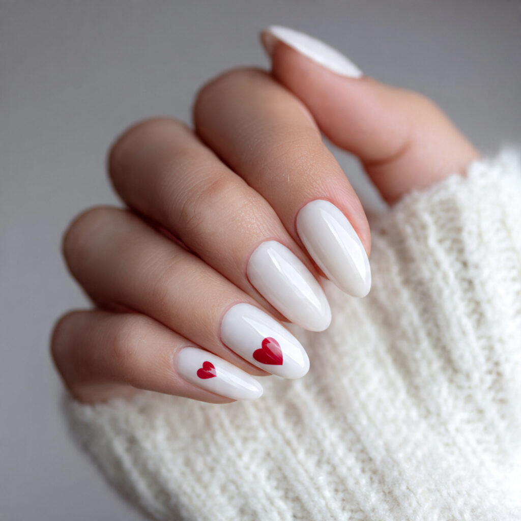 white base almond valentine nails create a