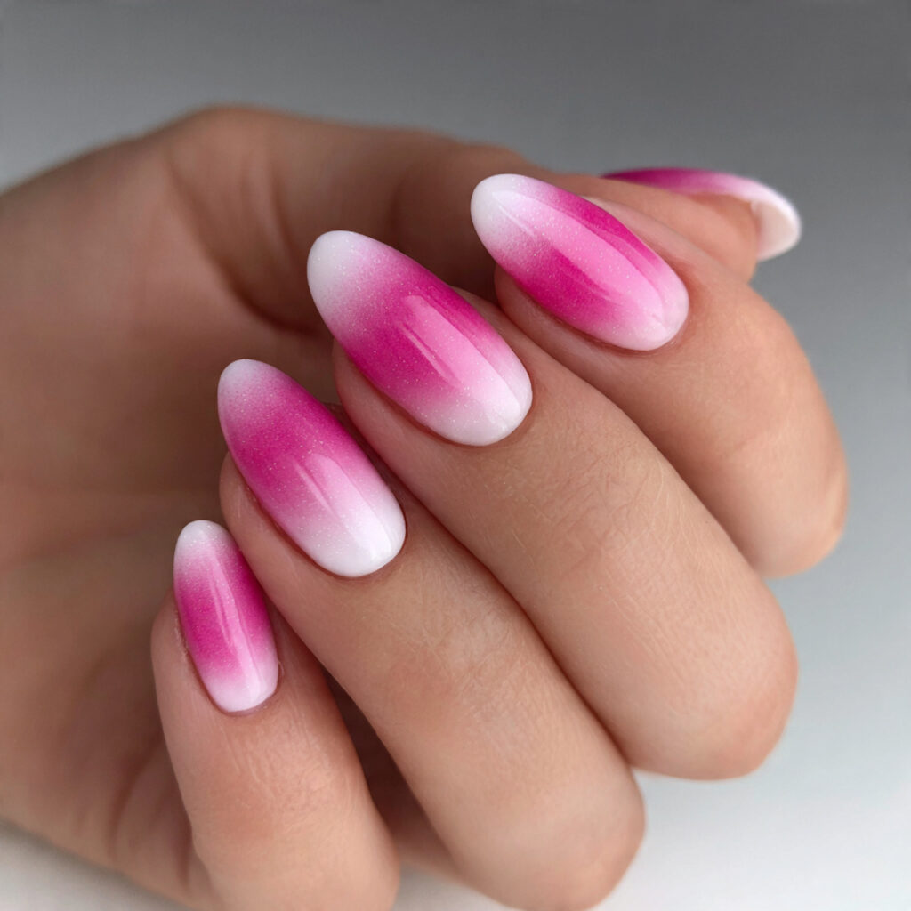 white base with pink ombre creates dreamy