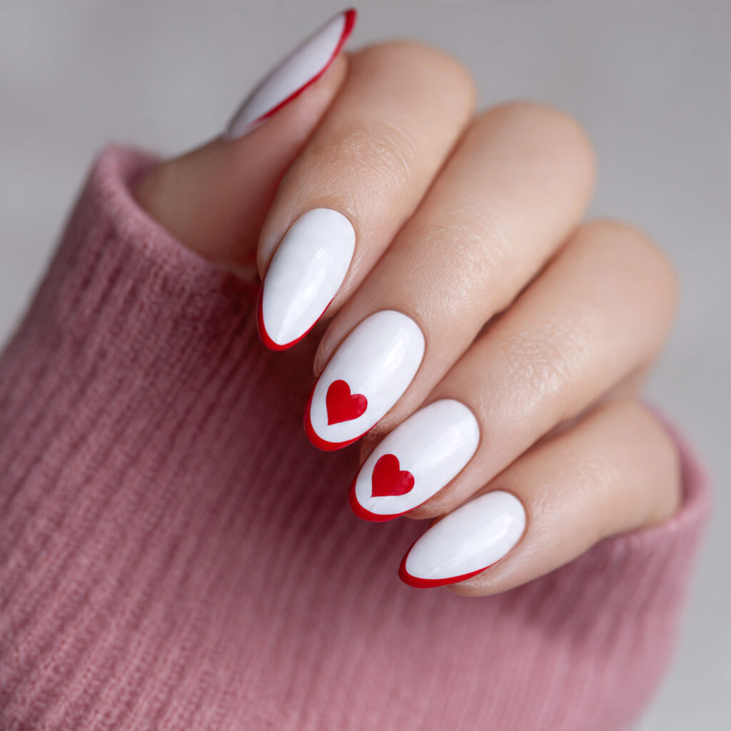 white base with red heart tips creates