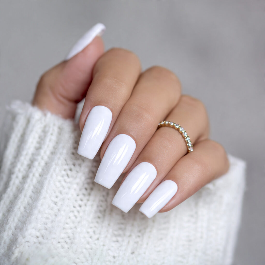 white coffin nails create a bold yet
