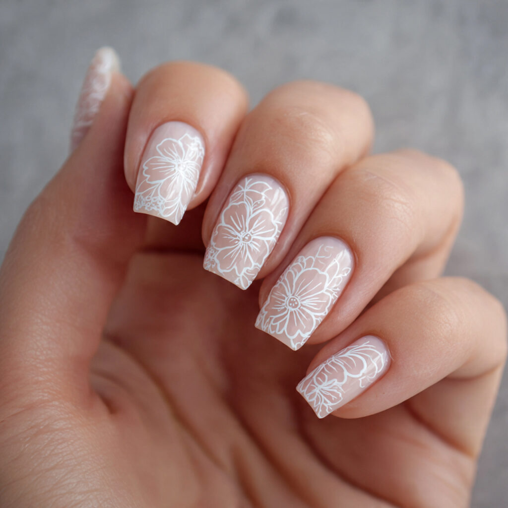 white floral outlines create a soft and