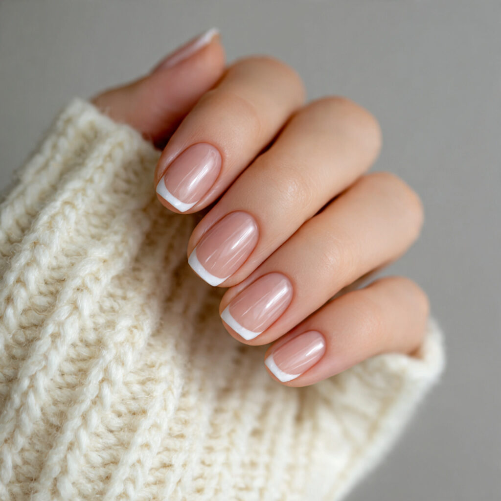 white french tips with a clean twist