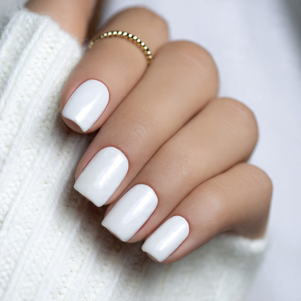 white nails paired with a base create