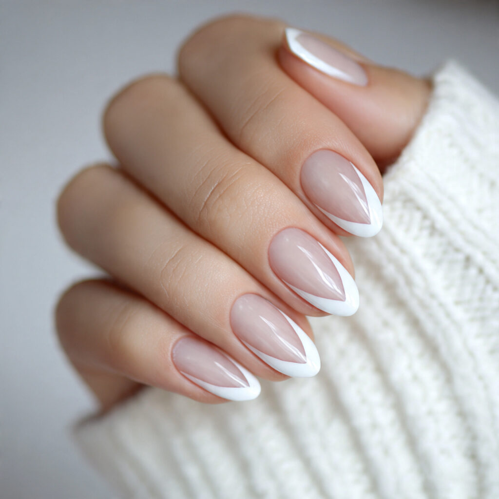 white nails with negative space look clean
