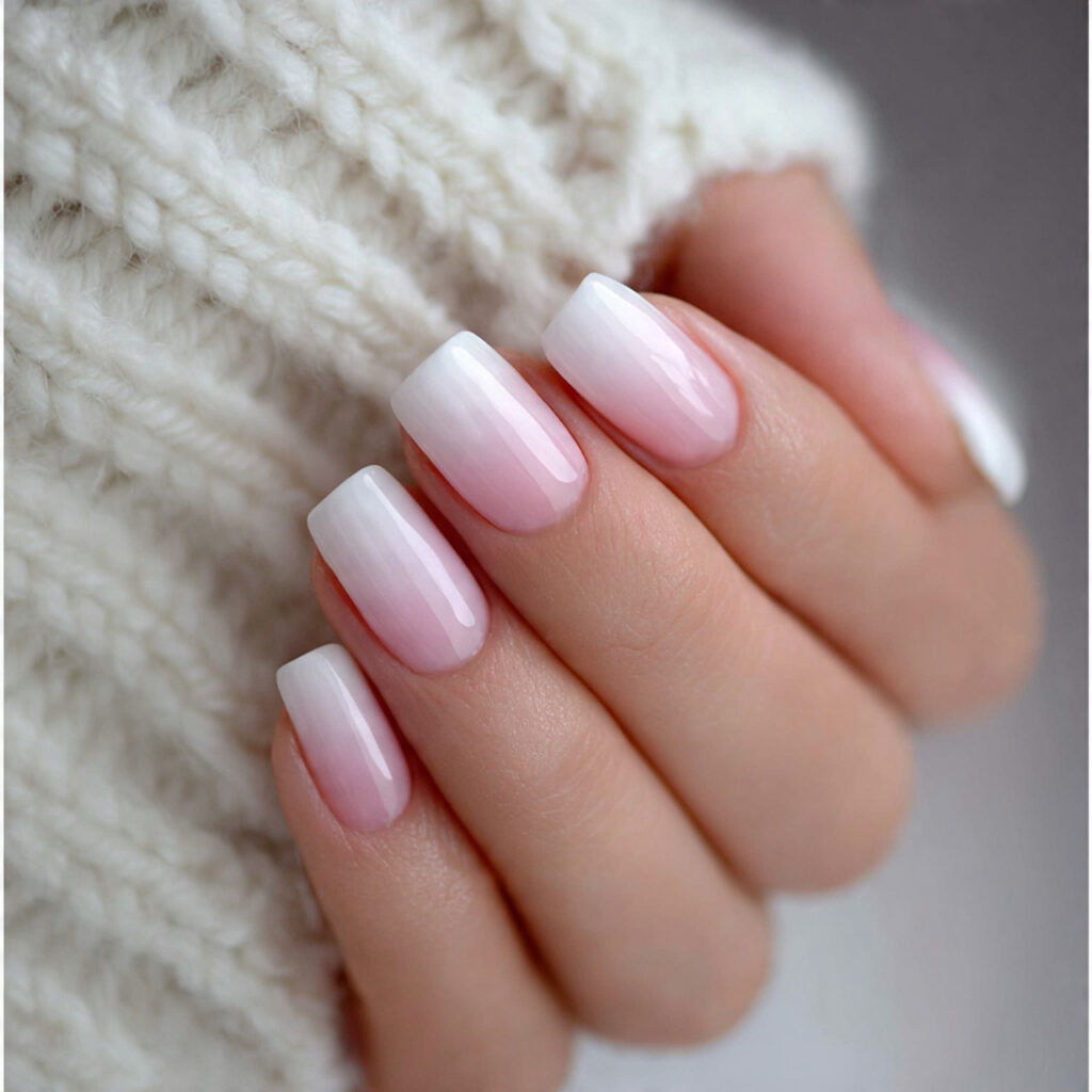 white ombre nails blend shades smoothly for