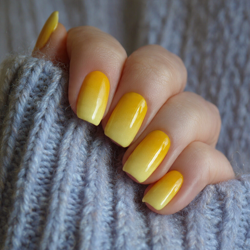 yellow ombr nails with gradual color transitions