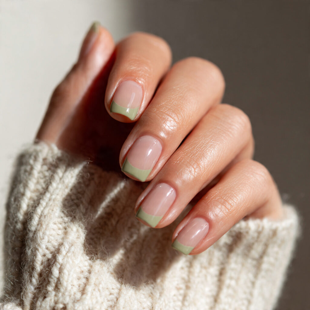 Sage Green French Tips