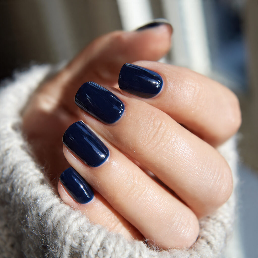 a deep rich navy manicure that feels