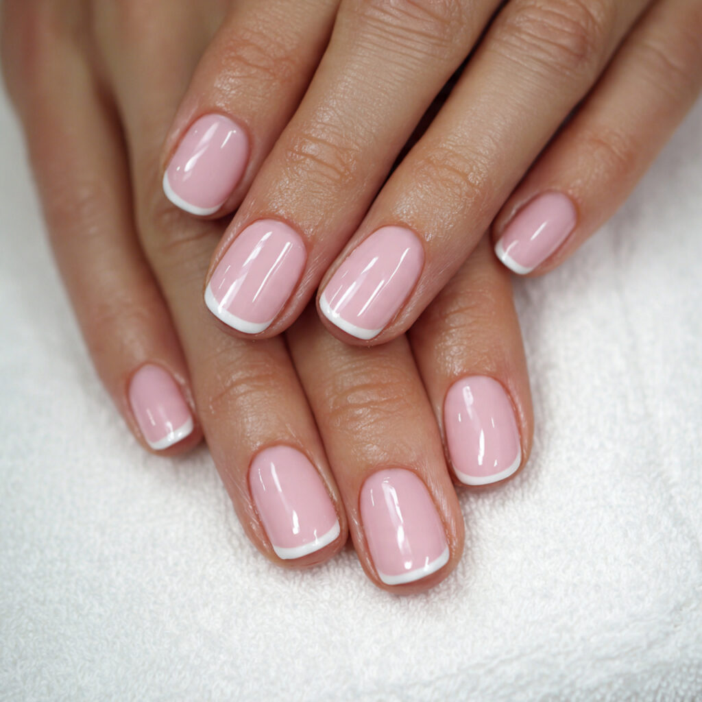 a delicate nail style for teachers using