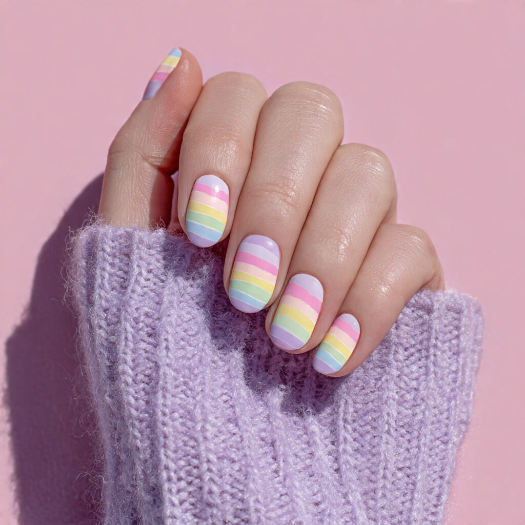 a fun cheerful nail description centered on