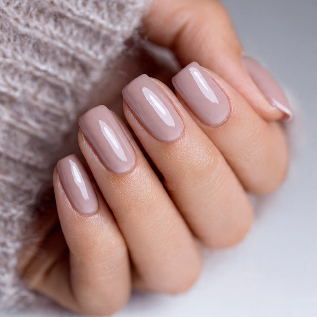 a light taupe nail style with a