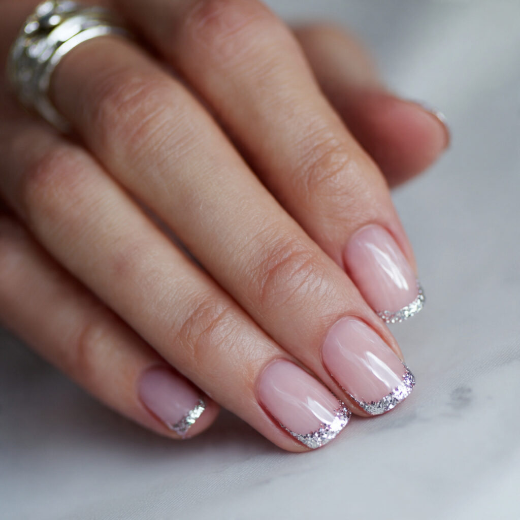 a manicure with glossy clear polish on