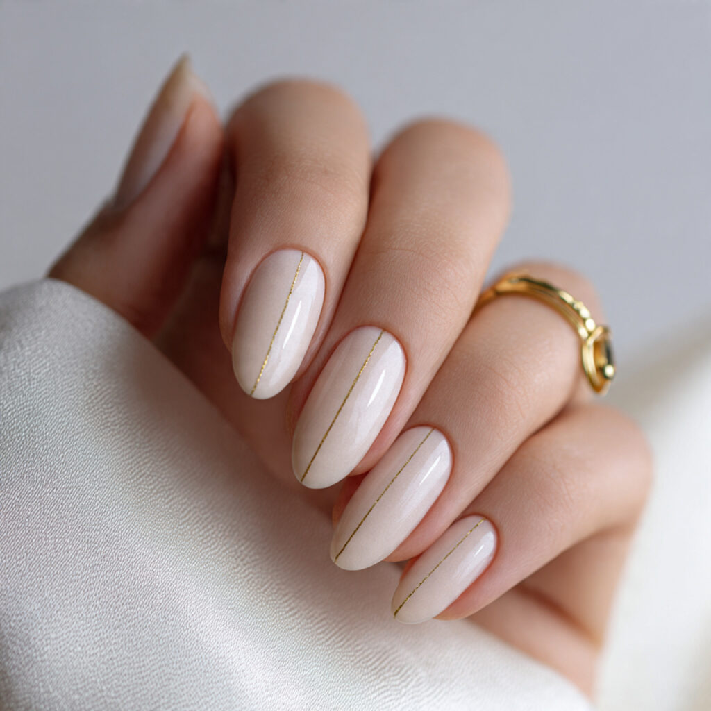 21 Quiet Luxury Nail Ideas That Look Minimal, Expensive, and Timeless 10 a pale neutral almond shaped manicure with a