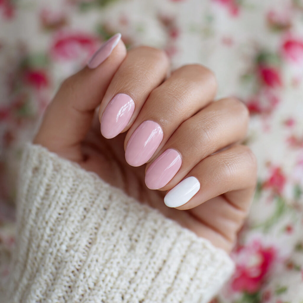 a playful at home manicure with alternating soft