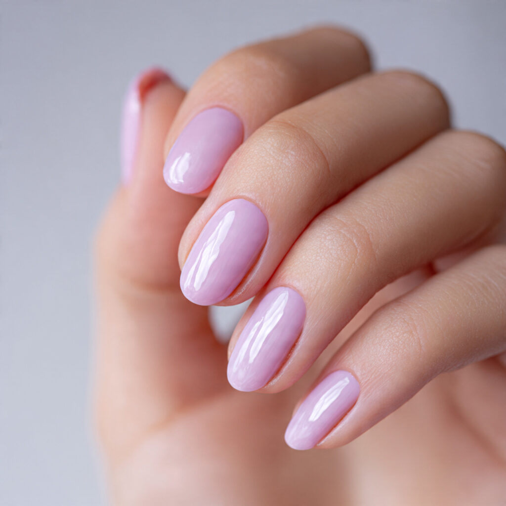a sheer lilac manicure that lets natural