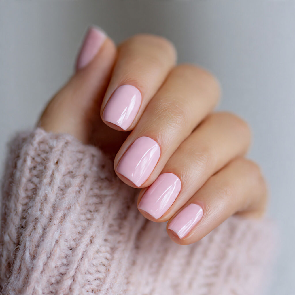 a soft feminine nail description highlighting a