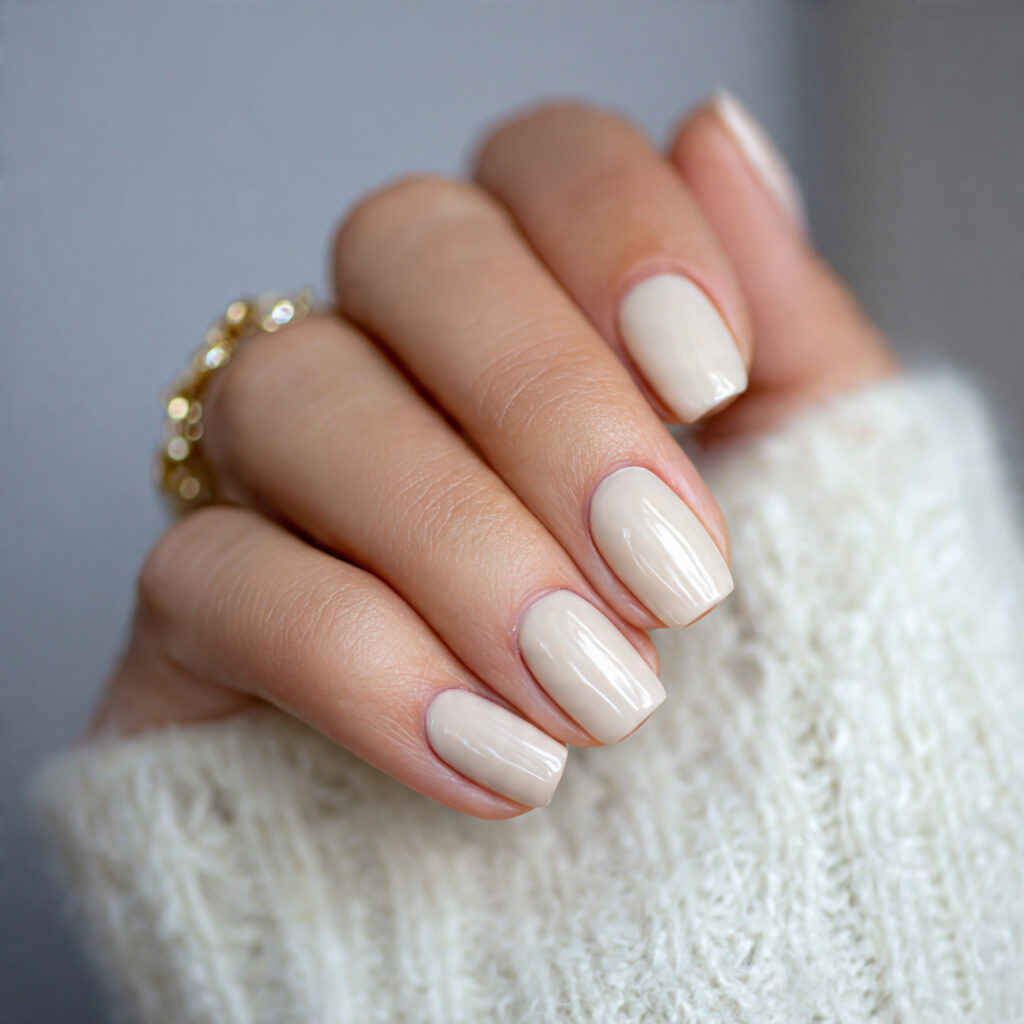 21 Quiet Luxury Nail Ideas That Look Minimal, Expensive, and Timeless 5 a soft ivory manicure in a squoval