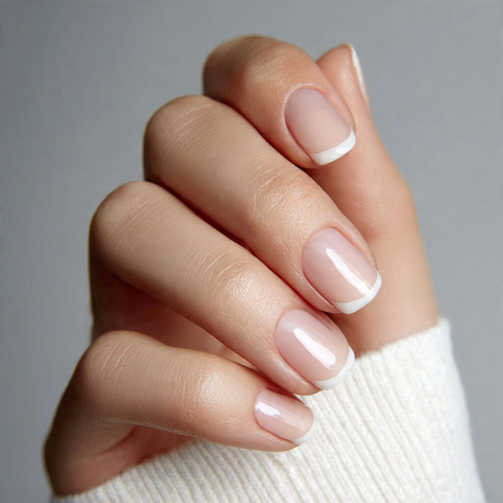 a vintage inspired half moon manicure leaving a small