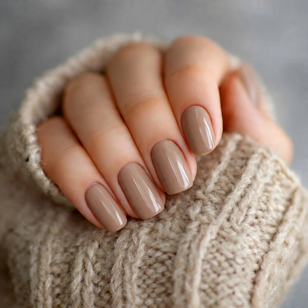 a warm light brown nail design suitable