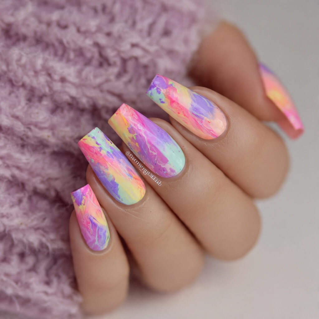 abstract spring art coffin nails with loose brush 2