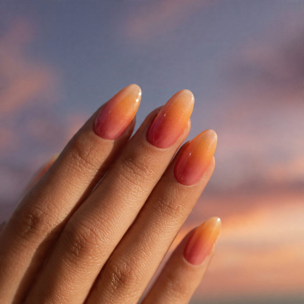 28 Sunset Ombre Nail Ideas That Blend Colors Beautifully Try This Look Today 9 Pink to Orange to Yellow
