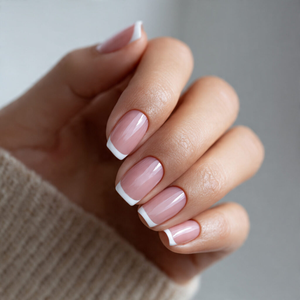 almond or short square nails with ultra thin