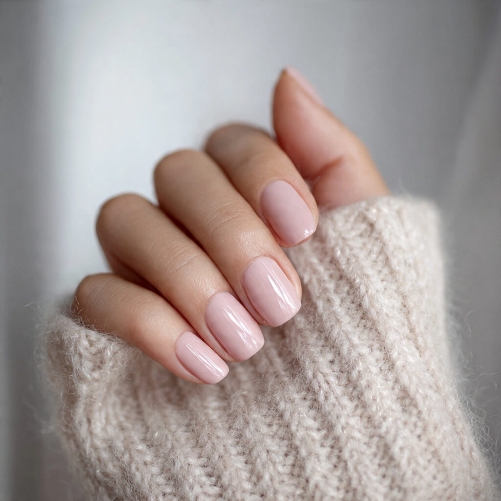 barely there blush pink nails with matte topcoat s