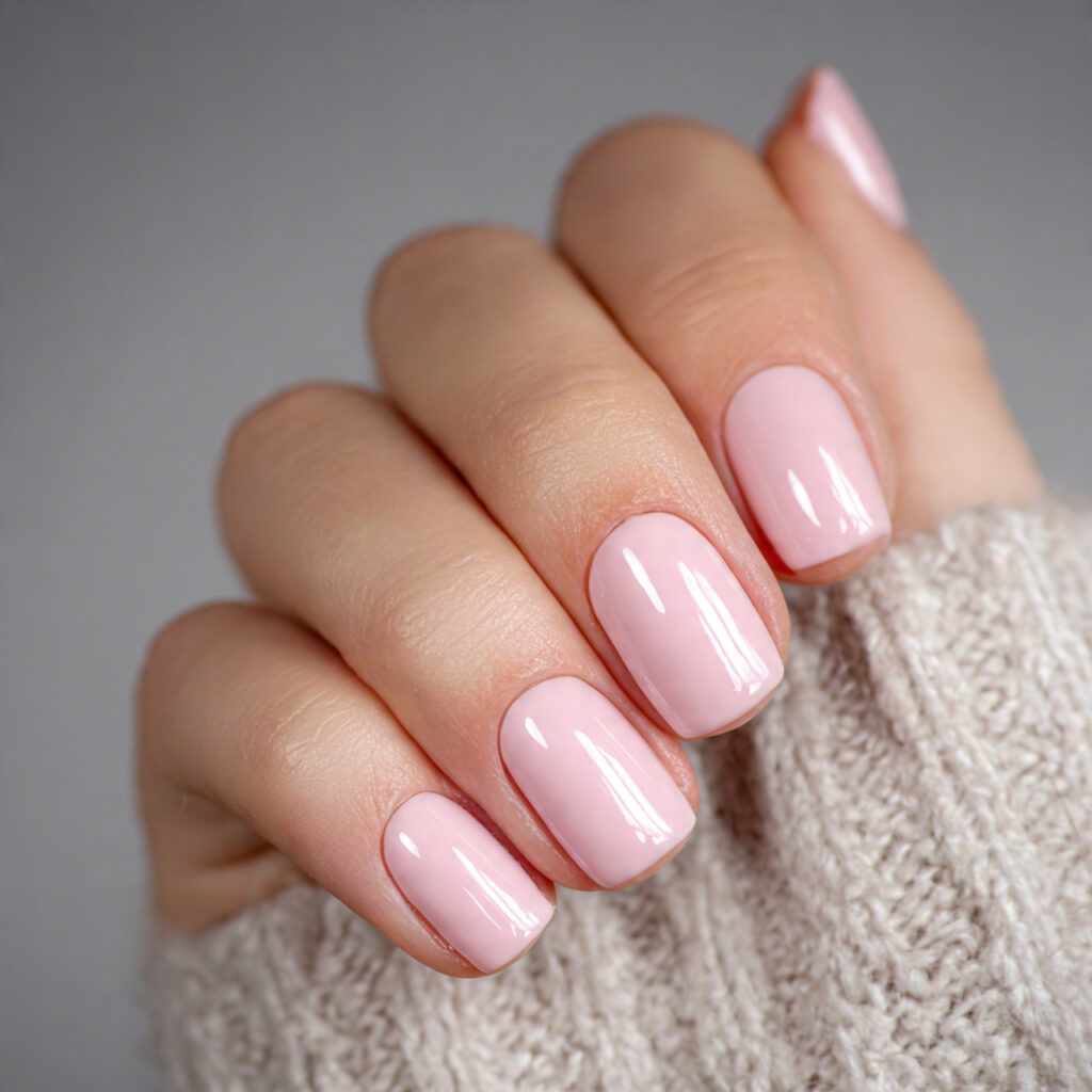 21 Simple Classy Nails 2026 That Look Clean and Elegant 21 barely there blush pink nails with ultra high gloss