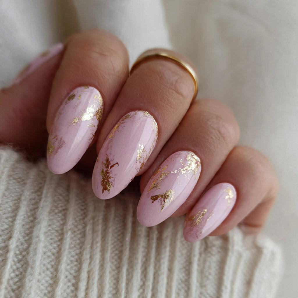 classic ballet pink nails accented with delicate