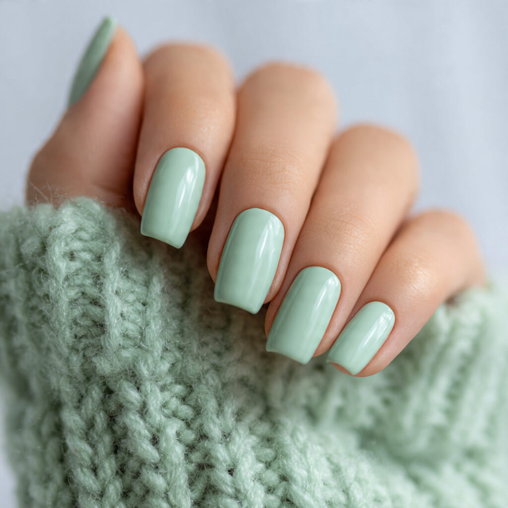 Pastel Mint Square Nails