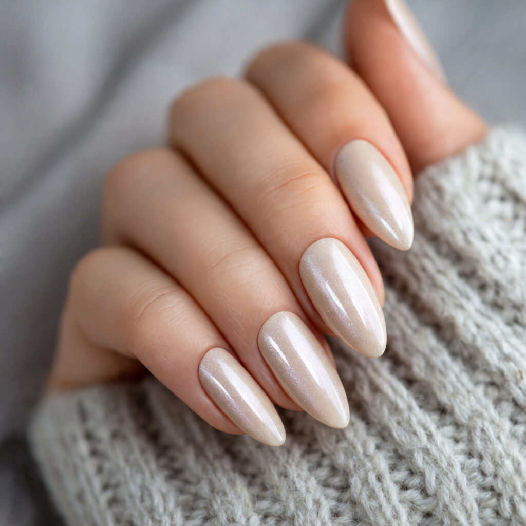 29 Soft Early Spring Nail Ideas That Feel Fresh, Light & Wearable 25 Cream with Pearl Shimmer