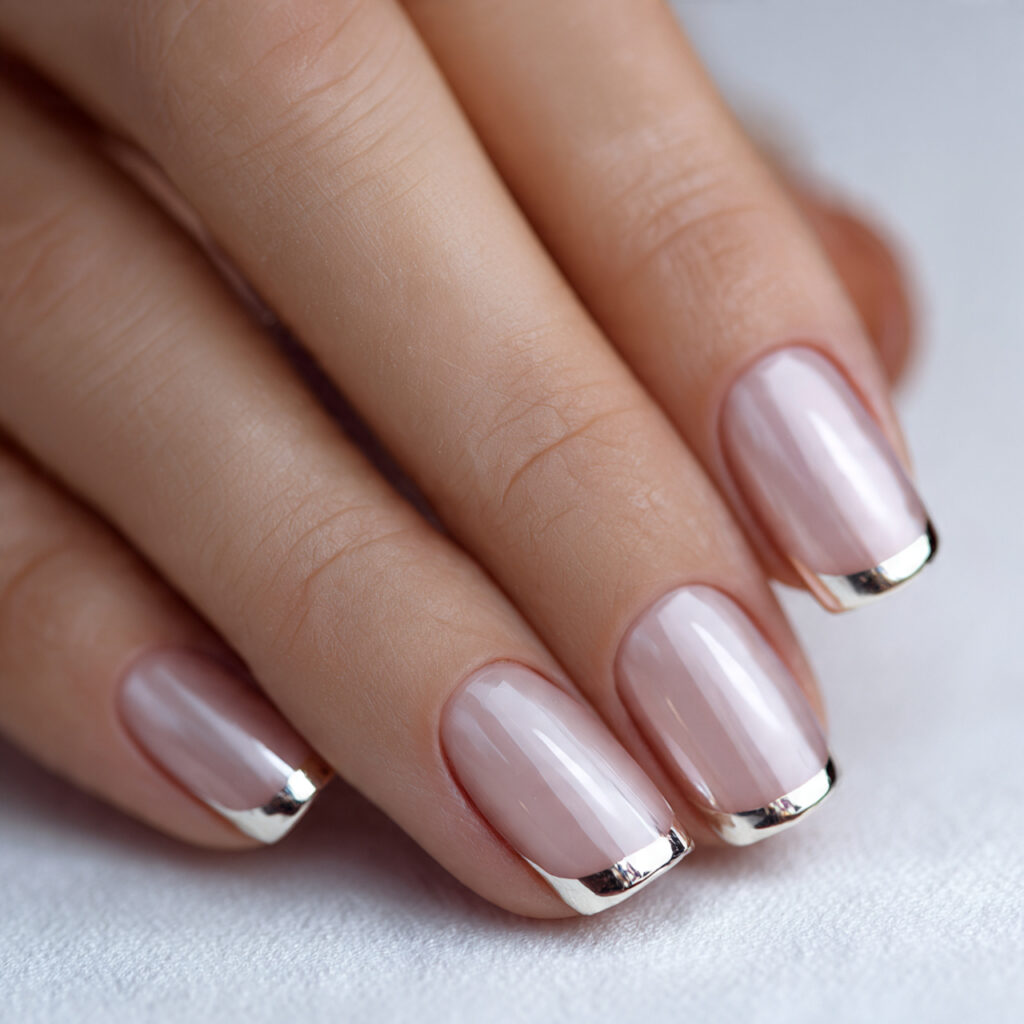 27 Short Nail Trends 2026 That Are Clean, Modern, and Stylish 14 close up photo of short nails with chrome