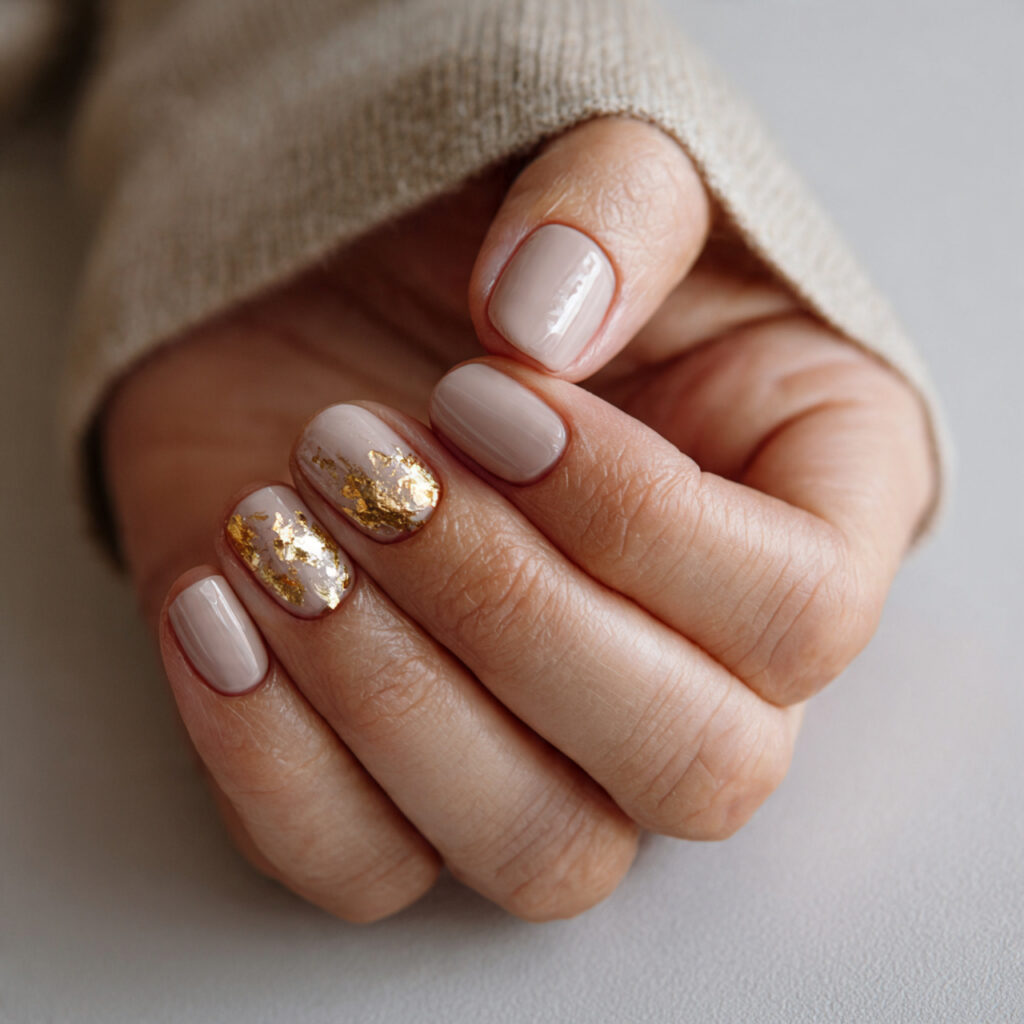 27 Short Nail Trends 2026 That Are Clean, Modern, and Stylish 21 close up photo of short nails with gold