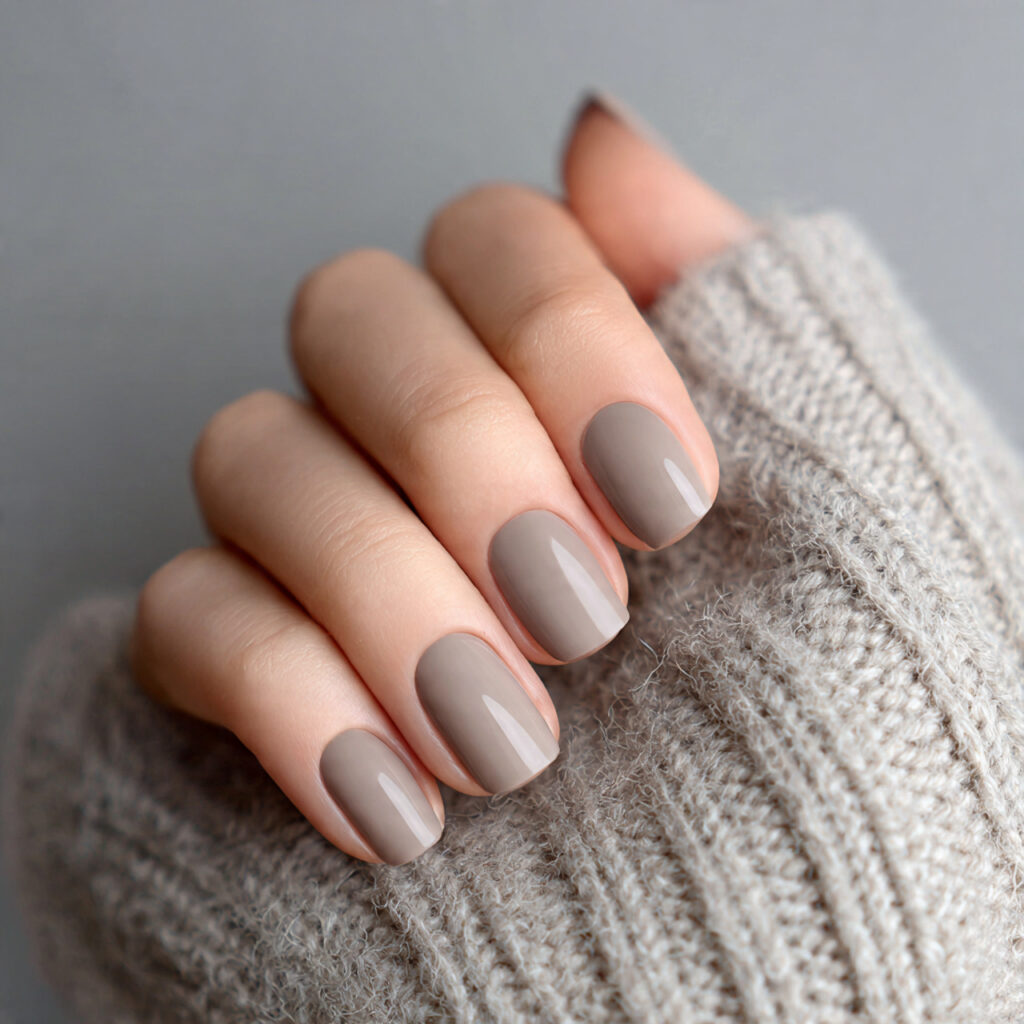 21 Simple Classy Nails 2026 That Look Clean and Elegant 13 cool toned soft taupe nails with matte finish