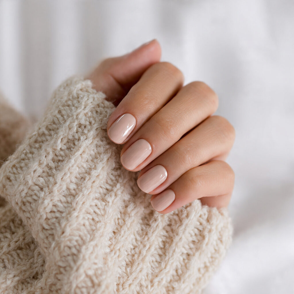coordinated neutral manicure and pedicure same shade