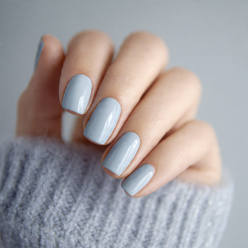 create nails in pale blue gray to reflect