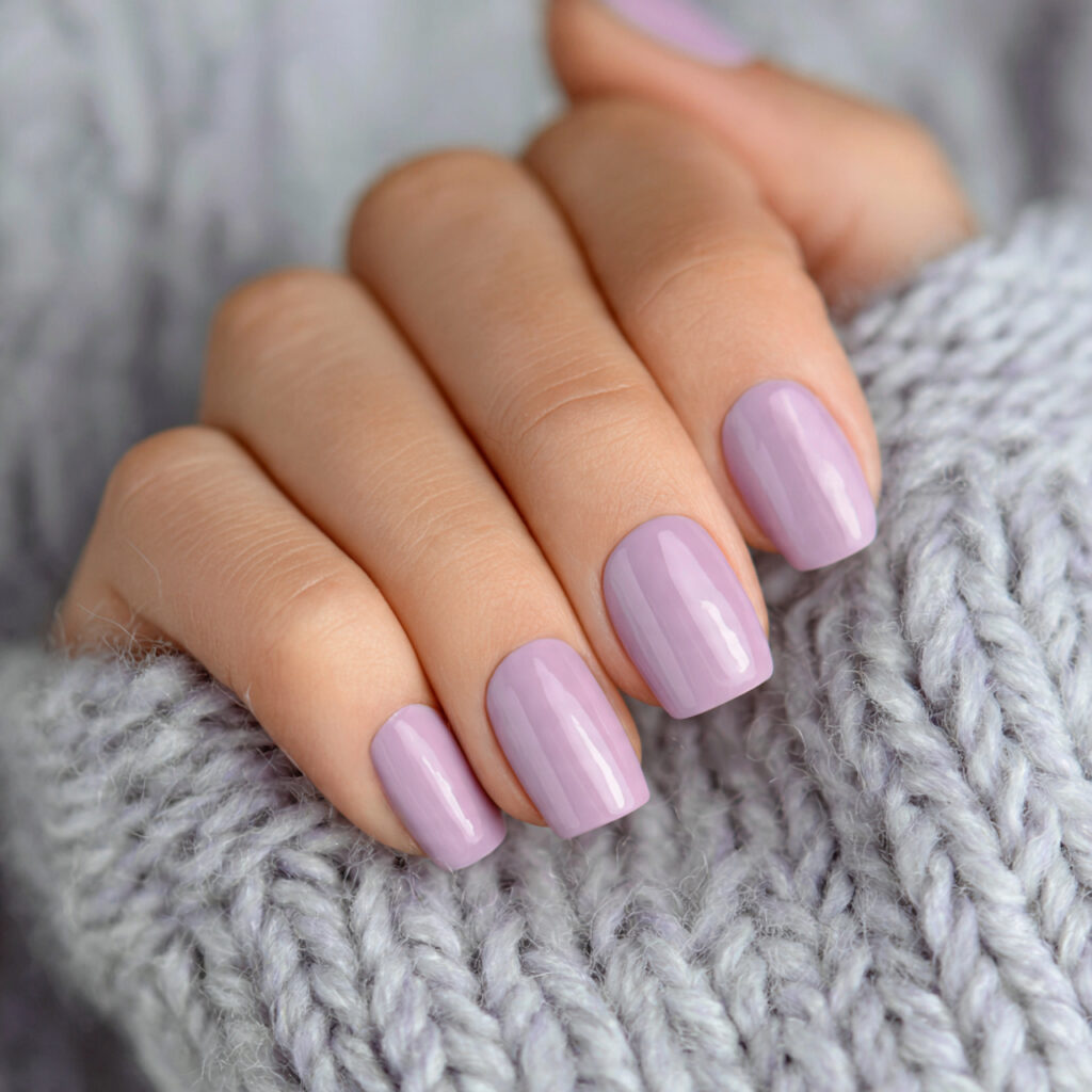 design nails in a soft muted lavender